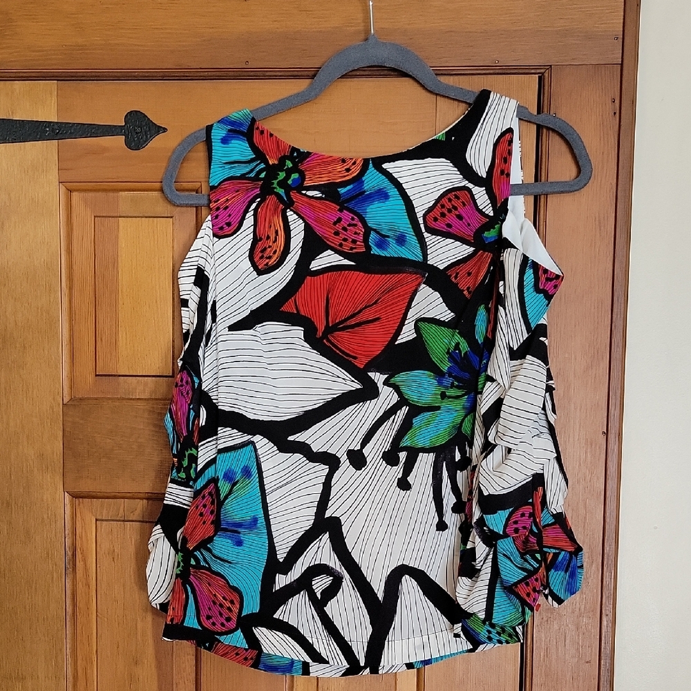 ALBERTO MAKALI BOLD FLORAL SILK BLOUSE - Picture 2 of 8